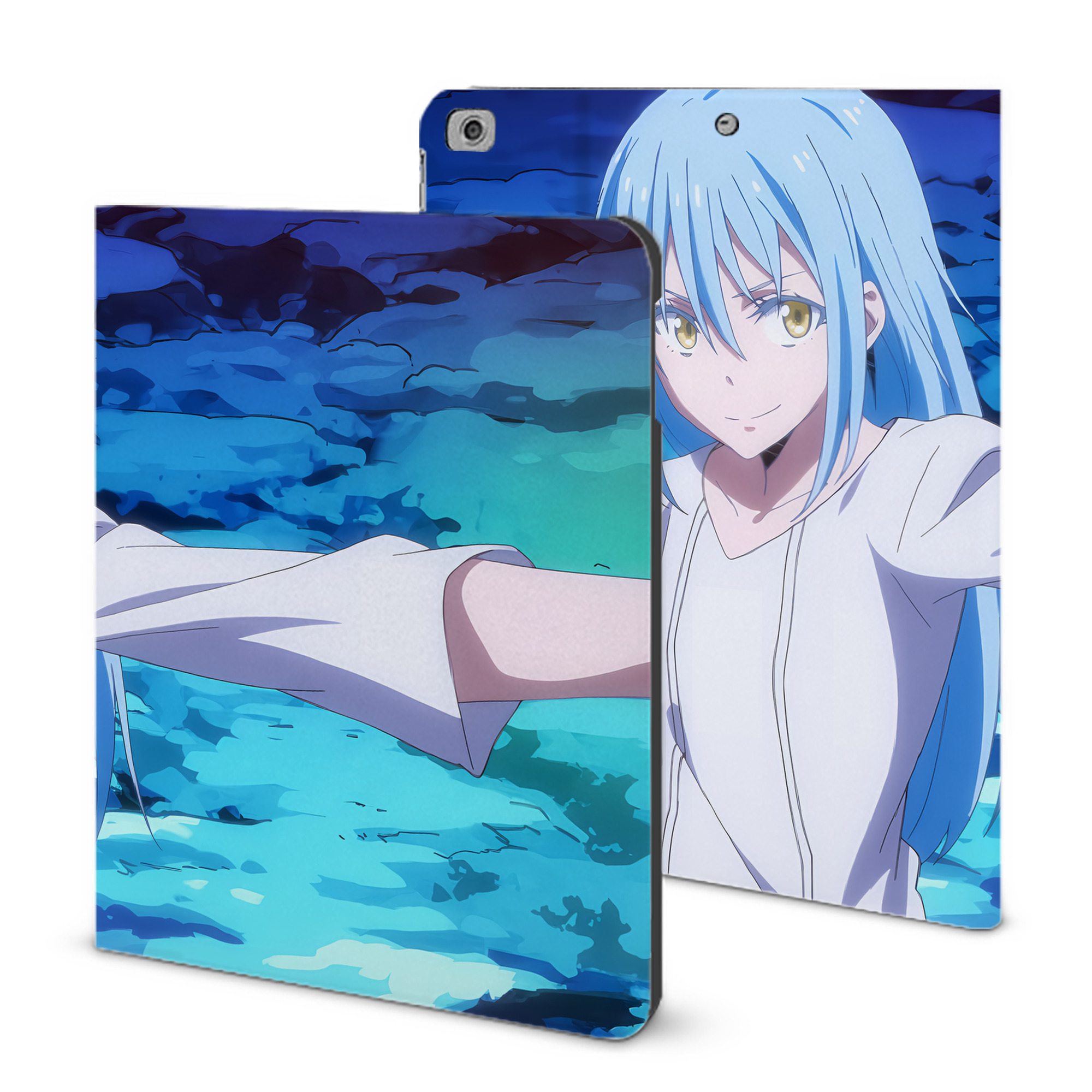 （画像用） 転スラ Regarding Reincarnated to Slime IPad ケース ブック型 PUレザー TPU 耐衝撃 軽量 薄型 ペン収納なし 全面保護 IPad 各モデル対応